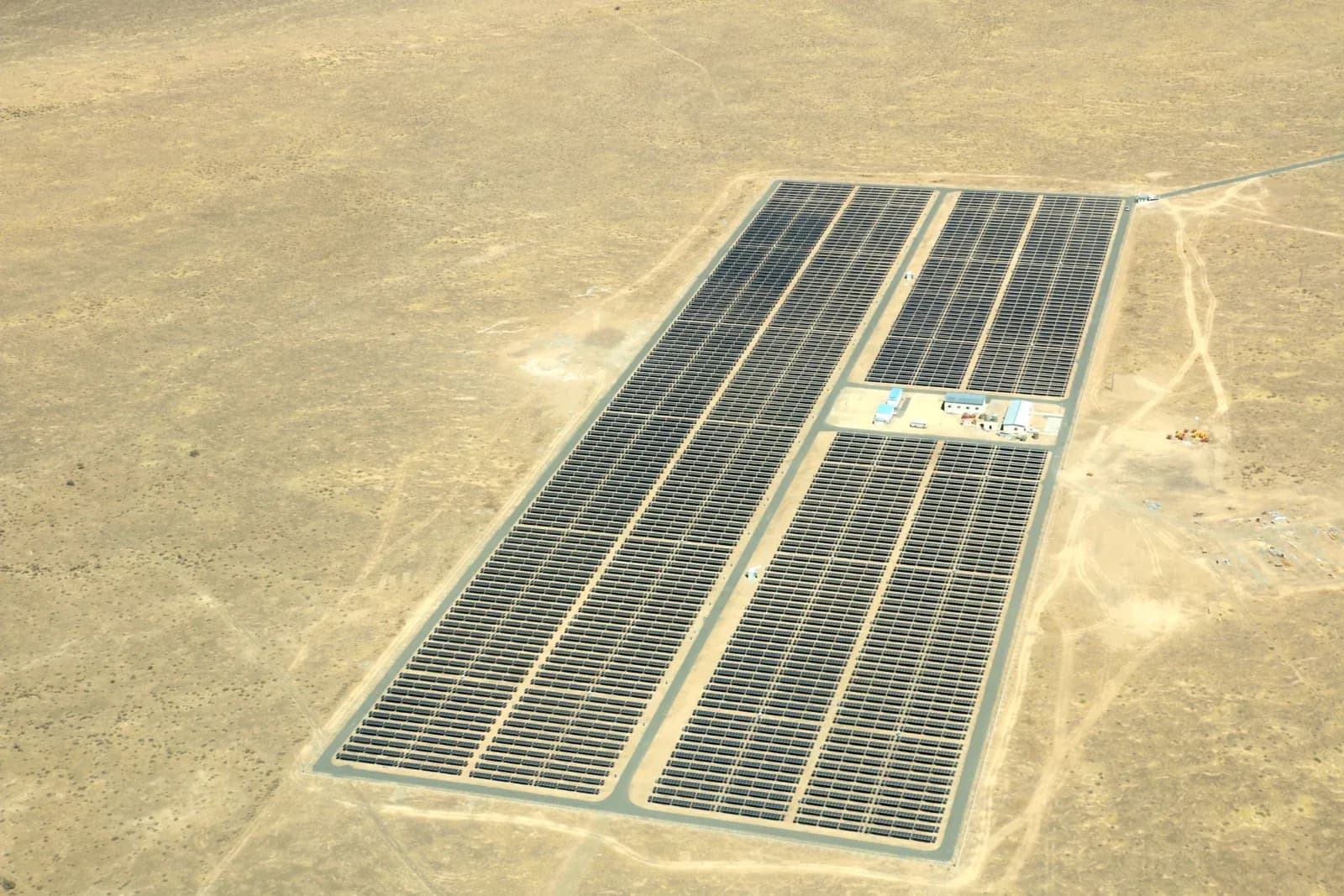 Aerial view of a solar plant in southern Africa, archive photograph